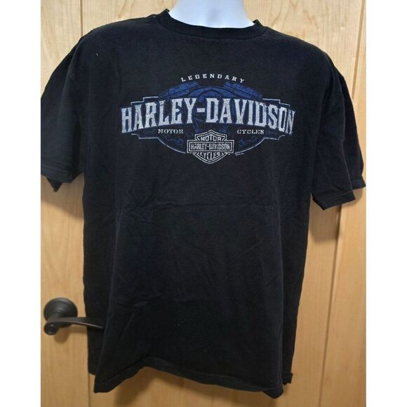 Harley-Davidson Legendary Black Graphic Tee W Zips 45th Parallel Gaylord MI - Picture 2 of 7